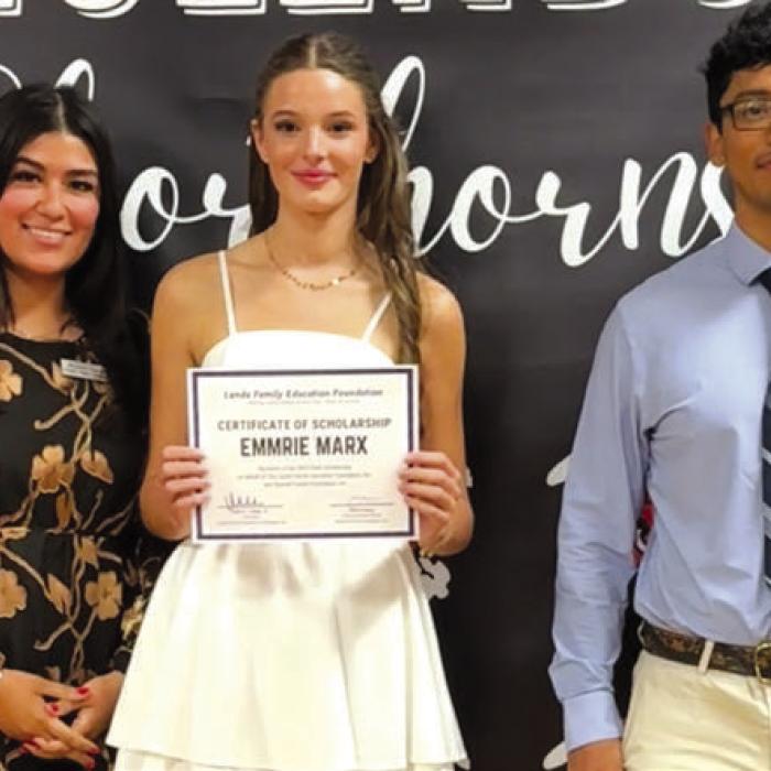 Pictured from left: Melanie Ramirez, SFF Program Director; Emmrie Marx; Nicolas Lopez, 2024 Scholarship Recipient.