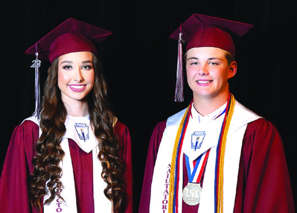 Flatonia High School named Macy Bonds as Valedictorian and Dayton Cliffe as Salutatorian for The Class of 2023 at graduation on Thursday night. Photo by Stephanie Steinhauser