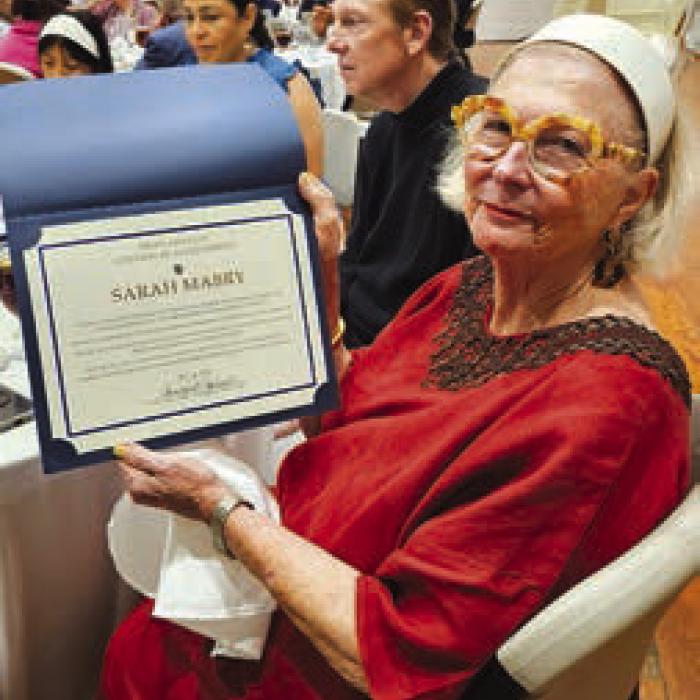 1976 Charter members Kay Marburger, left, and Sarah Mabry each received a Proclamation Citation of Achievement for outstanding dedication, exemplary leadership, and lasting contributions to the National Society Daughters of the American Revolution.