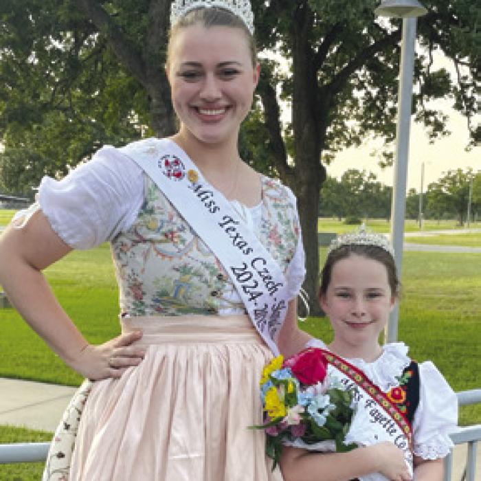 Both Texas CHS State Queen Madelyn Karstedt and Fayette County CHS Little Princess Lillie Karstedt competing in pagent’s this year.