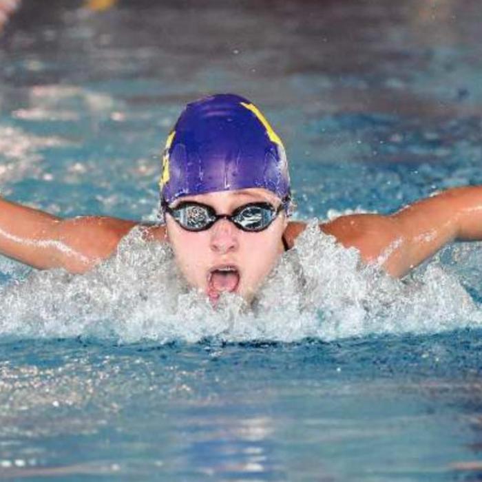 La Grange’s Campbell Youens swimming the butterfly. Photo by David Krupala