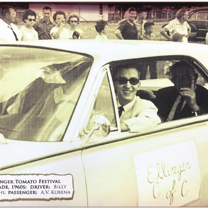 William “Billy” Koehl driving in the 1960s Ellinger Tomato Festival Parade