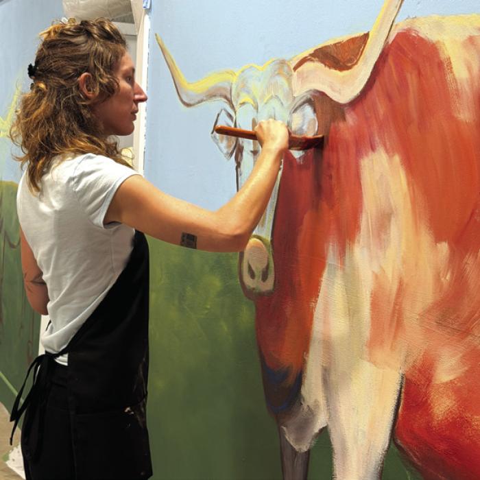 Artist Bianca Broman at work.