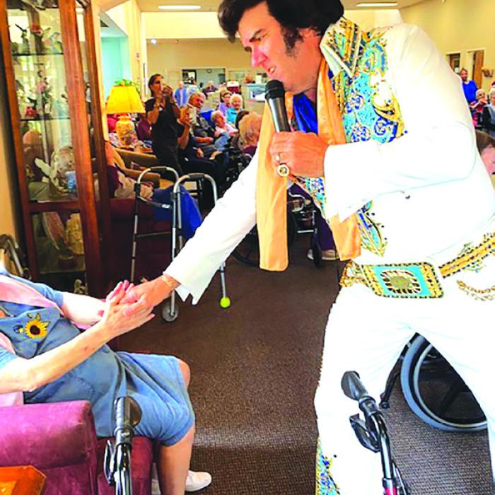 The recipient in Schulenburg was a huge Elvis fan (not the lady in the pic). Elvis is actually John Cobb of Chilton, Texas. The second concert was in La Grange later in the afternoon featuring Mike Roberts.