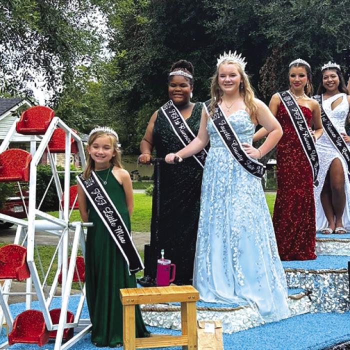 This year’s Fayette County Fair Royalty Court on a recent parade float.