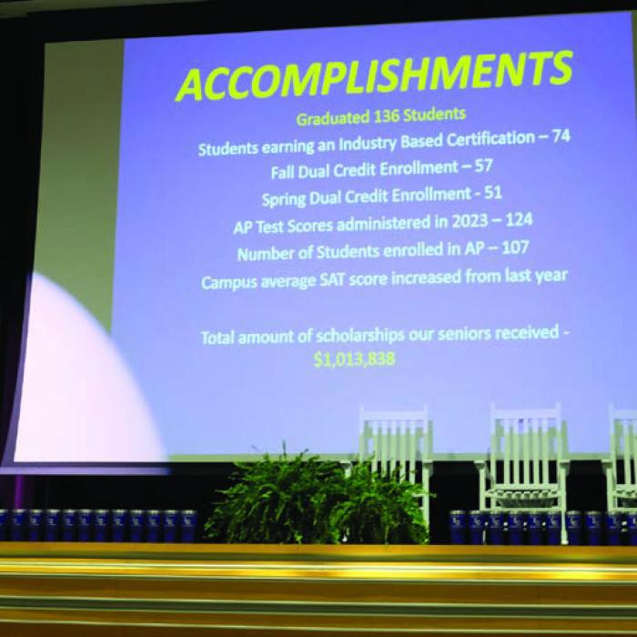 La Grange Superintendent Andy McHazlett praised the staff for their accomplishments during the school year.