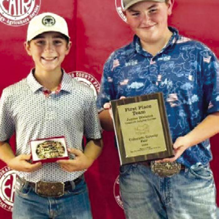 Junior Team Champion: Crockett Guenther and Abraham McBride. Not pictured Adalyn Carrales and Kaisley Janecka.