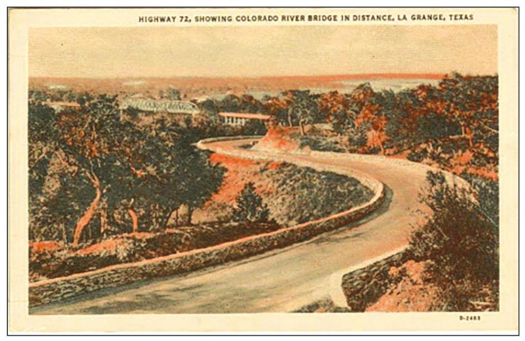This postcard picture of La Grange’s bluff road was sent to us by Charles Hebert.