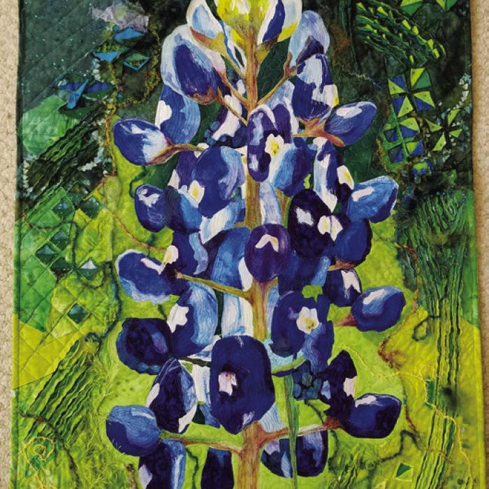 The quilt “Bluebonnets” by Dorothy Tiffany of Laurel, Maryland is part of the new exhibit.