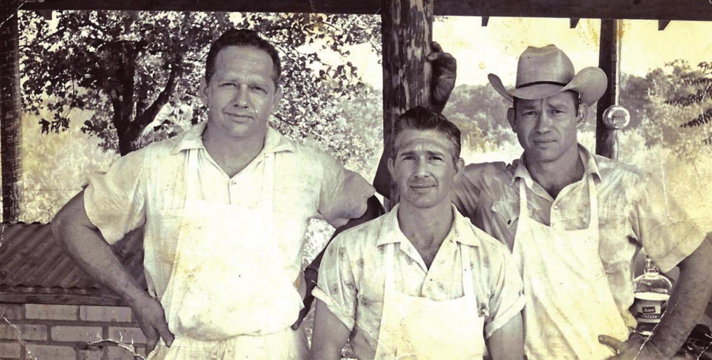Glen Jr., James (Moxie) and Steve Prause are shown here in a photo from the 1960s at the VFW Hall cooking for an event. They were the third generation of Prauses working the market after it moved to the present location in 1953.