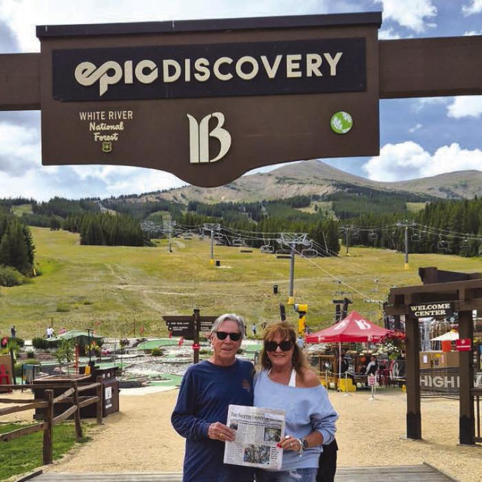 Frank and Linda Jones of Winchester are in Breckenridge, Co. getting out of the heat and taking along The Fayette County Record.
