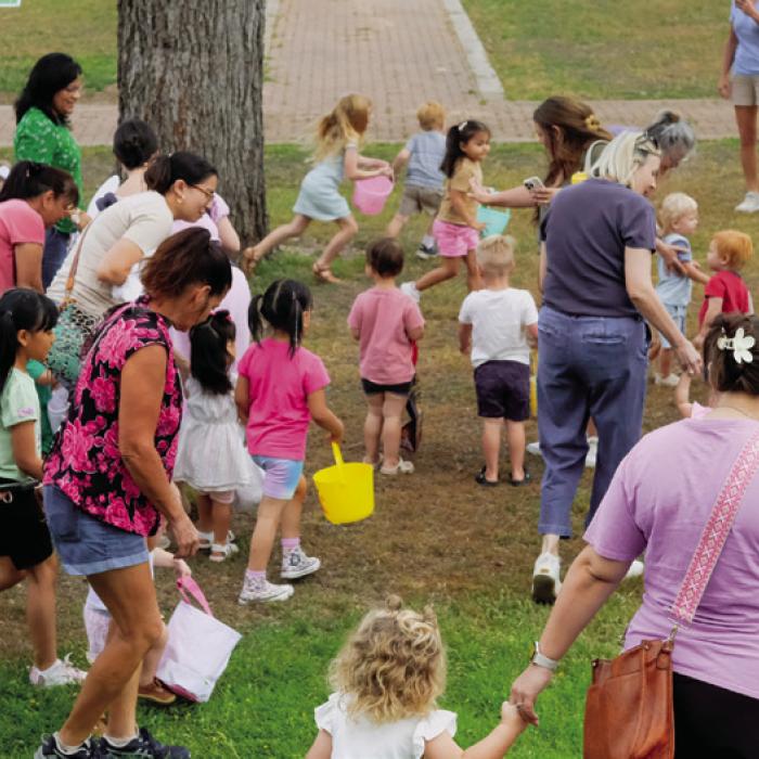 Kiddos got off to a running start at the Library’s Easter Egg hunt on Wednesday. Photos by Andy Behlen