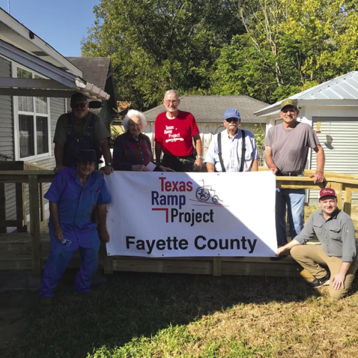 On Nov. 6, Fayette County Texas Ramp Project volunteers built this 25 ft. wheelchair ramp on Simpson St. in Schulenburg.