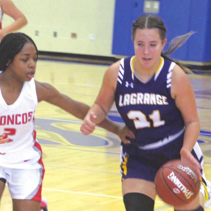 Left to right: Images of La Grange’s Aysia Grant, Lyric Sampson and Maddi Fritz during Saturday’s playoff win over Lake Belton. Photos by Brian Pierson