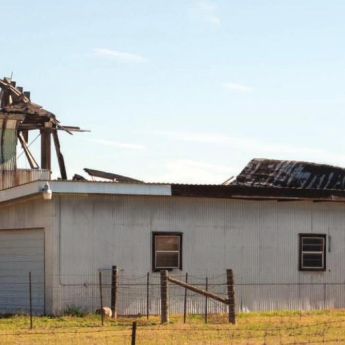 The Encore Cabinet building on Eblin St. In La Grange has been falling down for years.