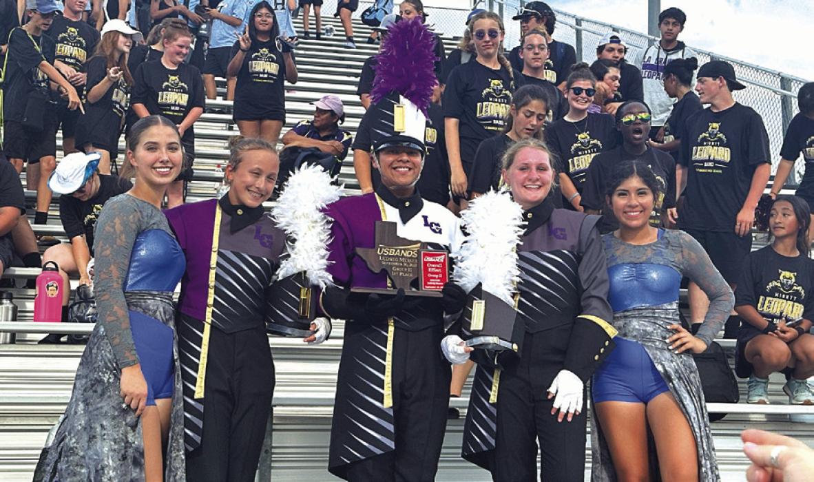 This past weekend the La Grange High School’s Mighty Leopard Band went to another UsBands competition in Converse, San Antonio. They placed 1st in their class and 10th overall. Shown here are members of the La Grange band leadership team with the first place trophy.