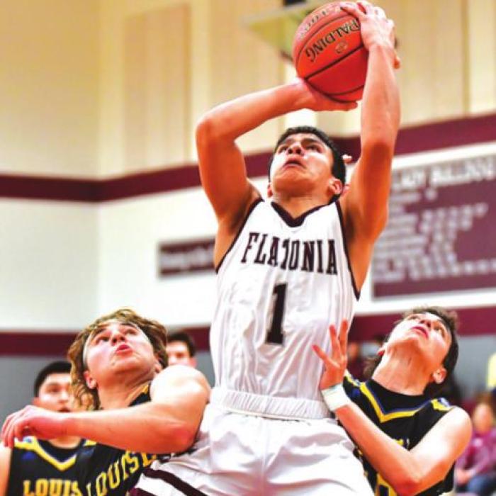 Flatonia’s Fidel Venegas puts it in for two in the second half of Tuesday’s win over Louise, which clinched the district title. Photo by Stephanie Steinhauser