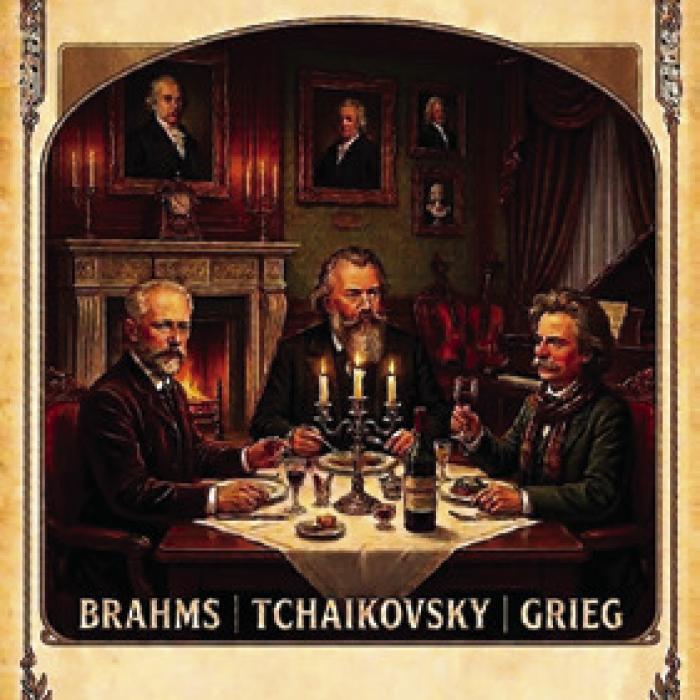 Pyotor Ilyich Tchaikovsky, Johannes Brahms and Edvard Grieg, the three renowned composers, dining together for the first time on January 1, 1888 in Leipzig. CVCP’s second concert featuring the music of the three will be on Saturday, July 25, 3 p.m. at St. James Episcopal Church.