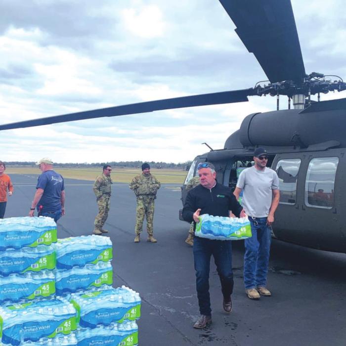After the big freeze in February, water was in such short supply locally because of busted pipes, The Texas Military Department delivered bottled water via helicopter to the La Grange airport.