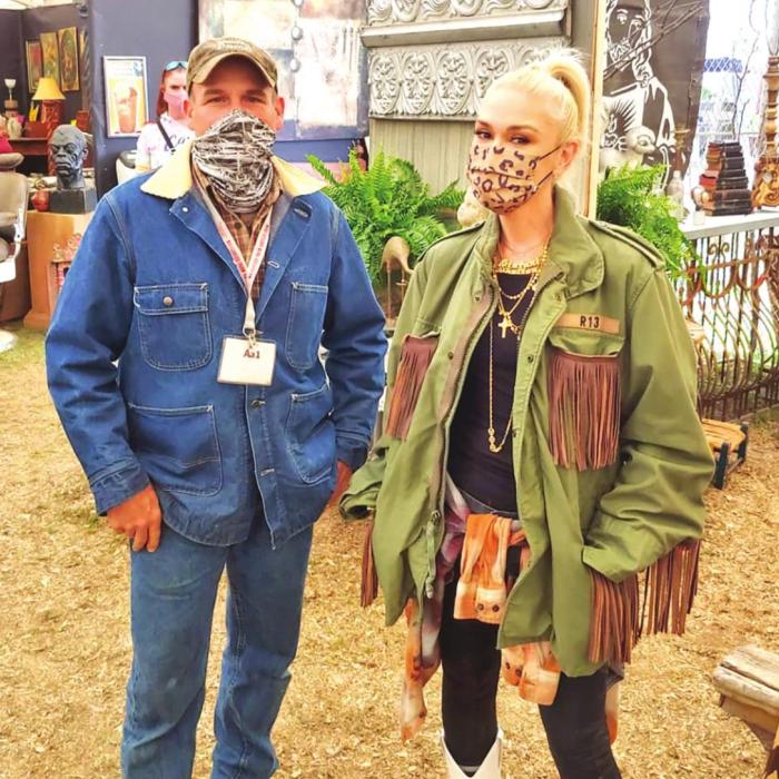 The world really does descend on Fayette County during the twiceyearly antiques shows in the northern part of the county. Shown here is Grammy-award winning artist Gwen Stefani, right, posing with a vendor at the Marburger Farm show outside Round Top in April 2021.