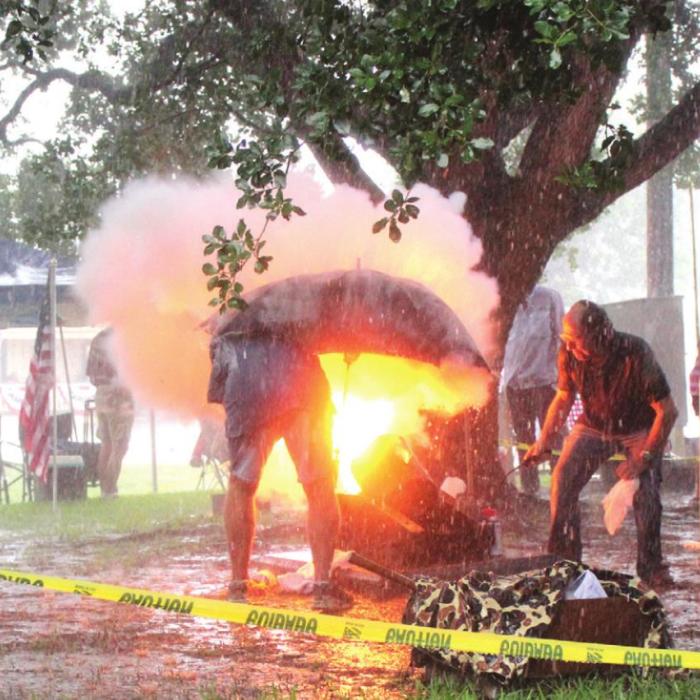 A heavy rainstorm hampered last year’s Round Top July 4 festivities, which begin every year with a blast from the town’s canon. The weather forecast calls for mostly sunny conditions for this year’s event, which takes place Monday, July 4. Record file photo