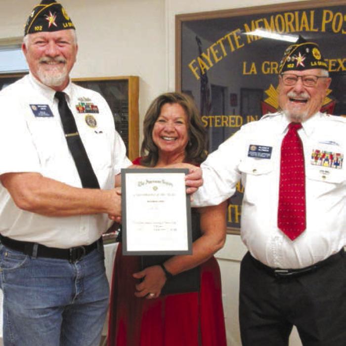 Legionnaire of the Year was awarded by Post Adjutant Mary Gray and Post Awards Committee Chair Glenn Altwein to Post Commander Richard Gray for his great performance as Post Commander.