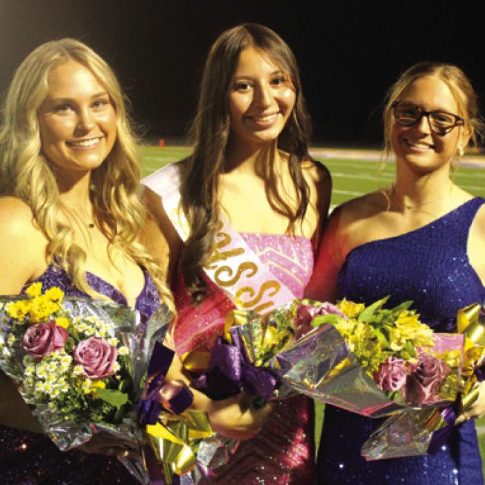 Homecoming Sweetheart nominees – from left: Madi Adams, Aaliyah Cruz (winner) and Haedyn Cooper. Photo by Jeff Wick