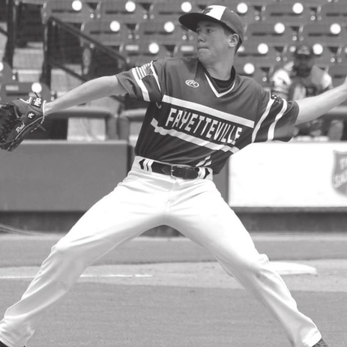 Fayetteville’s Reid Gross, pitching his way to a complete game two-hit shutout Wednesday.