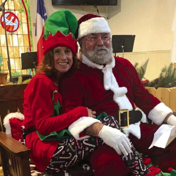 Santa and his Elf at the Stray Gathering Cowboy Church Christmas in Muldoon