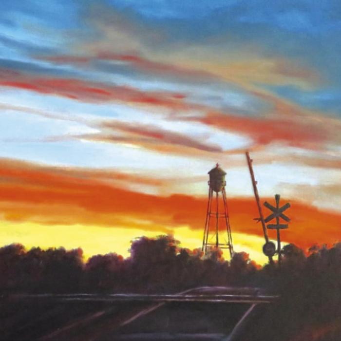 “Crossing the Tracks” oil on linen by Steve Shultz.