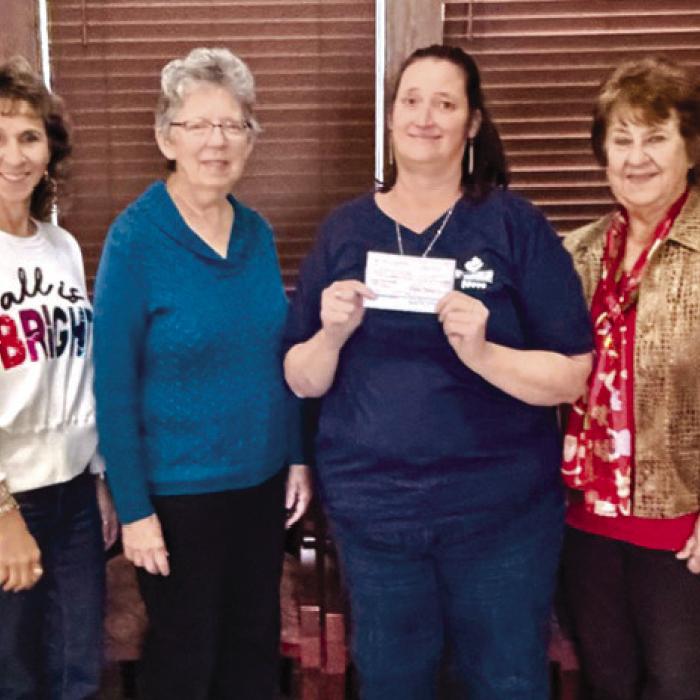 Hostyn KJT Society No. 3 presented two donations to the Meals on Wheels Rural Capital Area in La Grange. The Hostyn Society gave $100 and an additional $400 came from a KJT Memorial Fund grant. Pictured in the presentation were the Hostyn KJT Society Officers from left: Treasurer Brenda Fietsam; Secretary Joyce Muras; Jennifer Burrow, Meals on Wheels Site Manager; and Reporter Dianna Kallus.