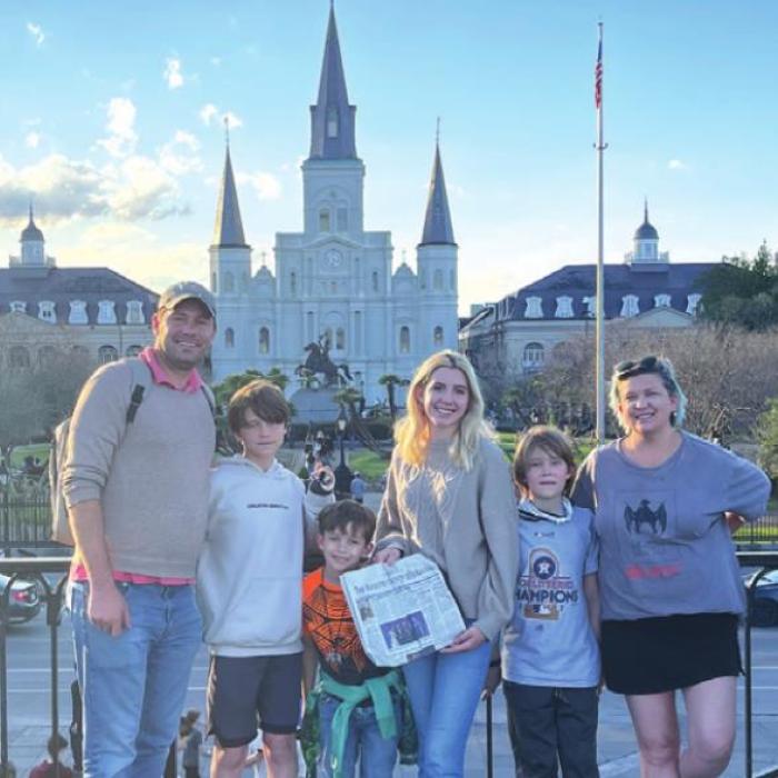 Jeff, Deacon, Penn, Ella, Maddox and Chrystal Wick pose with The Fayette County Record in front of historic Jackson Square in New Orleans last week. *The pandemic limited people’s travel over the past couple of years, but as you start travelling again, don’t forget to take a picture with the Record and send it to us!