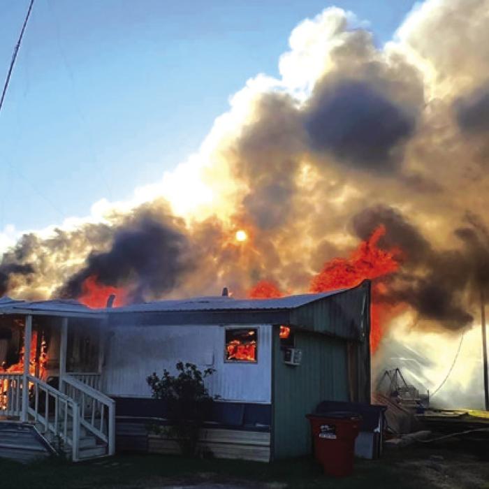 A house fire started Friday afternoon in the West Point area on FM 154 near Highway 71. Multiple fire departments responded to the blaze. None of the residents in the home were injured. Some of the pets in the house were saved, but others perished in the fire. The cause of the fire was not known at press time.