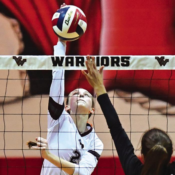 Senior Macy Bonds goes up for a hit for The Flatonia Lady Bulldogs in round one of the playoffs. Flatonia dropped three sets in the Bi-District playoff round. Photos by Stephanie Steinhauser