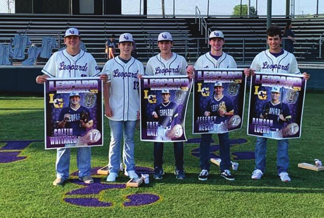 La Grange senior baseball players were honored in a small ceremony last week at the ballpark. Left to right: Coltin Whitaker, Coy Cason, Trey Hall, Jeffrey Recek and Dawson Loehr.