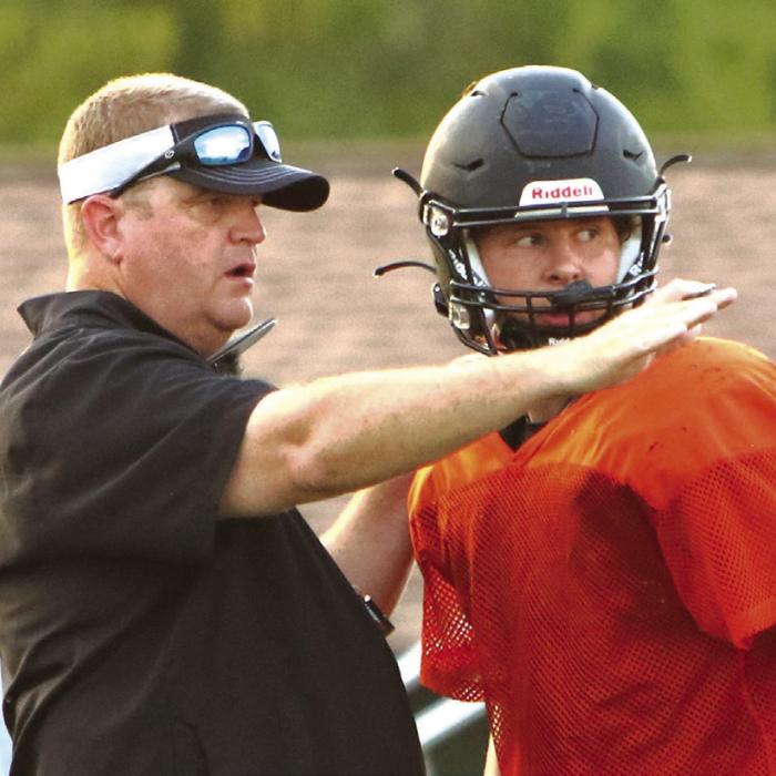 Schulenburg head football coach Walt Brock (shown here during a preseason scrimmage) has been placed in administrative leave).