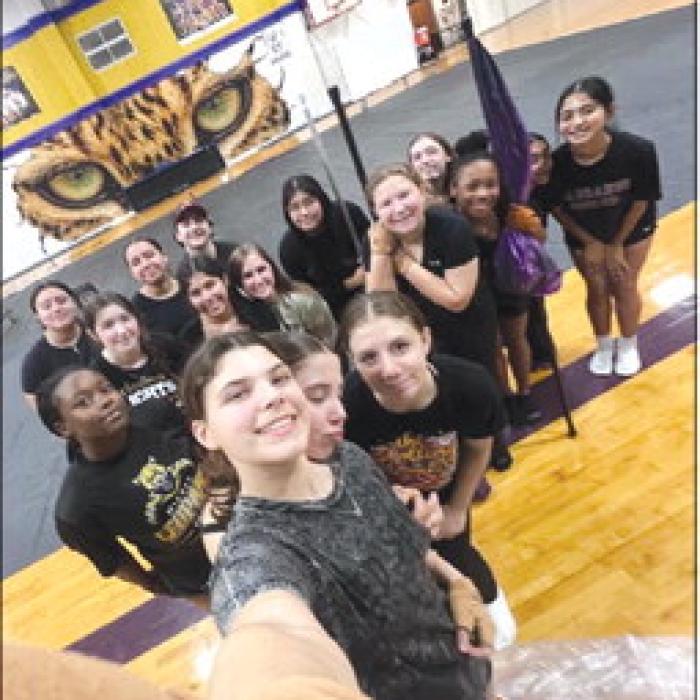 2024 LHS Winter Guard: Elizabeth Torres, Jazzmin Coleman, Callie Nichols, Vanessa Adams, Kathryn Stephens, Brisa Soto, Kameron Behrens, Sarah Fourmy (Director), Eryn Kutchka, Jessica Torres, Meadow Taylor-Marklin, Marissa Muras, Mercedes Debrock, Brooklyn Hartwell, Azucena Ramirez, Samantha Castaneda.