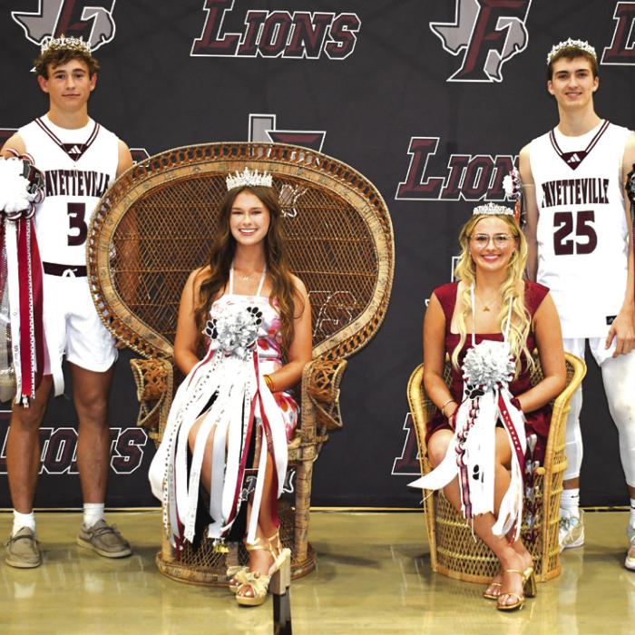 Fayetteville High School held its homecoming festivities last week, including the crowning of the homecoming royalty. Left to right, are King - Lawson Fritsch, Queen - Harper Mau, Princess Tara Vitek and Prince - Easton Jaeger. Basketball Beau was Easton Jaeger.