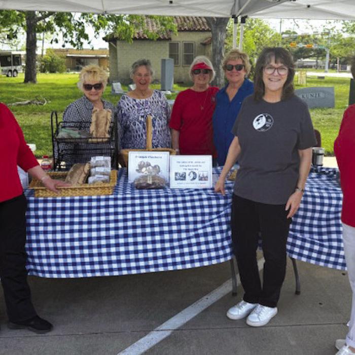 Saint James’ ECW (Episcopalian Church Women) in 2026 donated $500 each to local organizations including the Gardenia Animal Shelter, St. James’ PreK, Texas Lion’s Kid Camp and this past weekend to the Bugle Boy. Pictured left to right are Ursula Stephens, Cheryl Cotton, Virginia James, Carolyn Cheatham, Jane Malik, Bugle Boy director Heather Albright, and Fran Mason.
