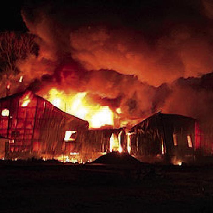 The old La Grange Plastics warehouse on Colorado St. burned in an early morning fire on Sunday, Jan. 22. Photo courtesy of the La Grange Police Department