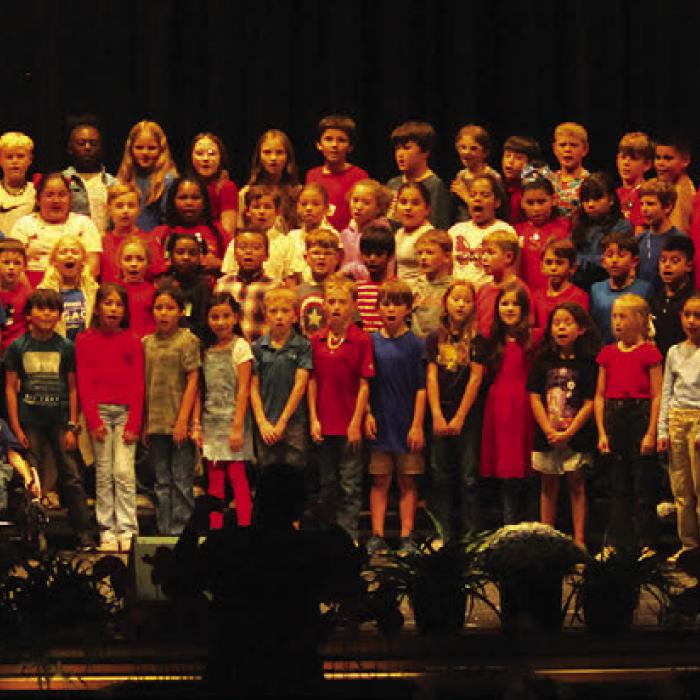 The fourth graders of La Grange Elementary take the stage during their portion of the Veterans Day Program Monday. Photo by Jeff Wick