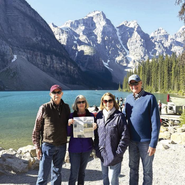 David and Patty Ehler, along with Frank and Sandra Teykl, recently toured the beautiful Canadian Rockies and Montana’s Glacier National Park. Among the highlights were traveling the “Going to the Sun Road” aboard the Red Jammers in Glacier National Park, walking on the Athabasca Glacier, rafting in the Bow River, and continuously enjoying awesome mountain scenery and cool weather. They took along a copy of the Record for a photo op at Lake Louise in Banff National Park.