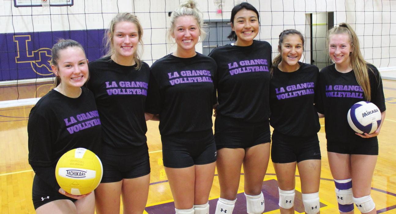 The La Grange volleyball team has six seniors this season, left to right: Emma Coltrain, Maddi Mach, Layne Wied, Citlalli Barcenas, Abigail Dela Rosa and Brynna Stackhouse. Photo by Jeff Wick