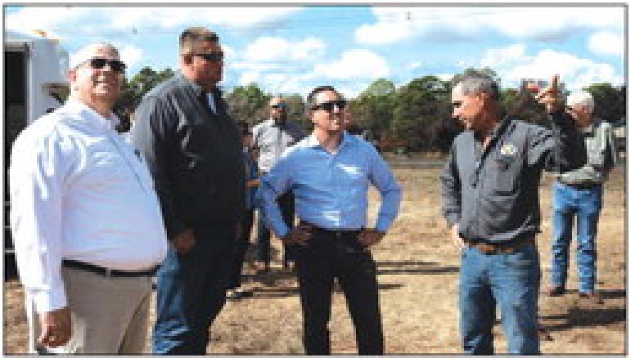 Texas Comptroller Glenn Hegar, second from right, visited Quanta Services’ Lazy Q Ranch in La Grange Friday as part of his ‘Good For Texas’ Tour. Photo by Martha Wasp