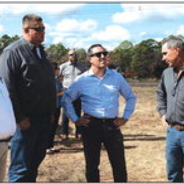 Texas Comptroller Glenn Hegar, second from right, visited Quanta Services’ Lazy Q Ranch in La Grange Friday as part of his ‘Good For Texas’ Tour. Photo by Martha Wasp