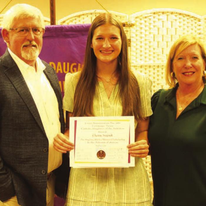 Angelina Kleiber Memorial Scholarship was awarded to Elena Supak and was presented by Troy and Shirley Cox.