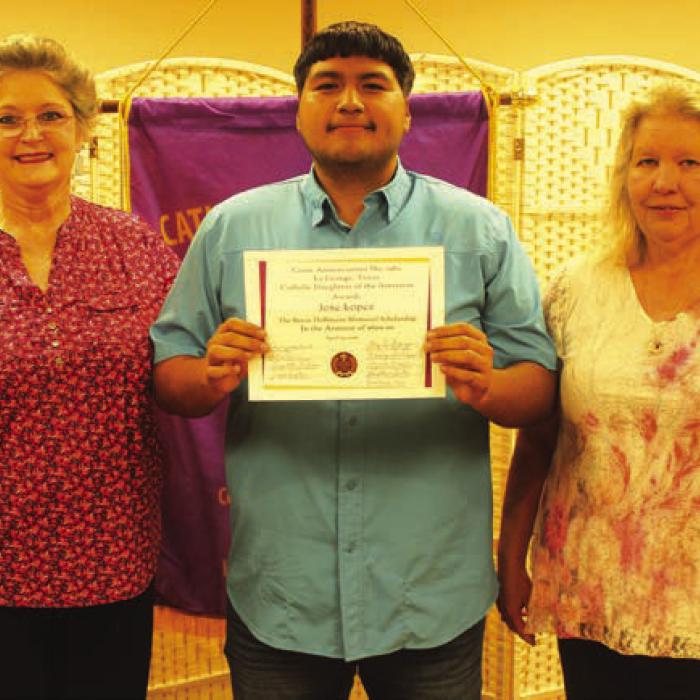 Bessie Hoffmann Memorial Scholarship was awarded to Jose Lopez and was presented by Suzy Boettcher and Mary Cilman.
