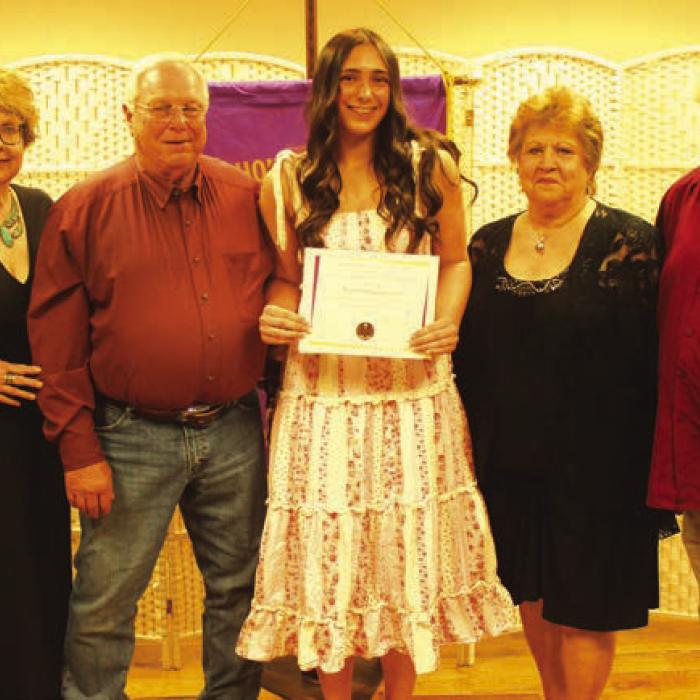 Sharon Belota Memorial Scholarship was awarded to Faith Greenwood and was presented by Terry Brooks, Dennis Belota, and Carol and Robert Svrcek.
