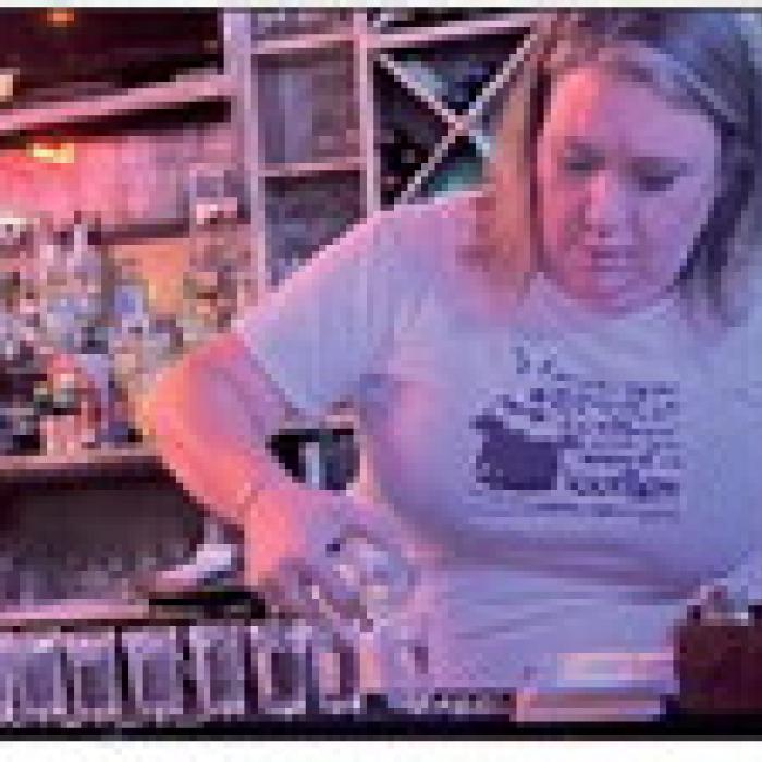 Best Bartender in Fayette County Jennifer Adams Dittman performing her magic at Joe’s.