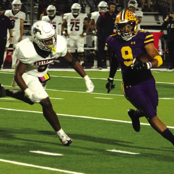 La Grange senior running backs C.J. Davis, left, and Jakobe Wilkerson, right, ended their high school careers Thursday. Davis scored two touchdowns against Madisonville. Photos by Jeff Wick